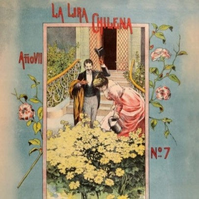 LA TIENDA NACIONAL - POSTAL LIRA CHILENA REGANDO FLORES | DISEÑO