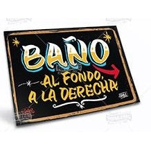 CARTEL MINI BAÑO AL FONDO (25 x 18)
