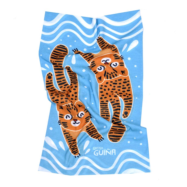 BANDANA INFANTIL GATO GUIÑA (CELESTE)