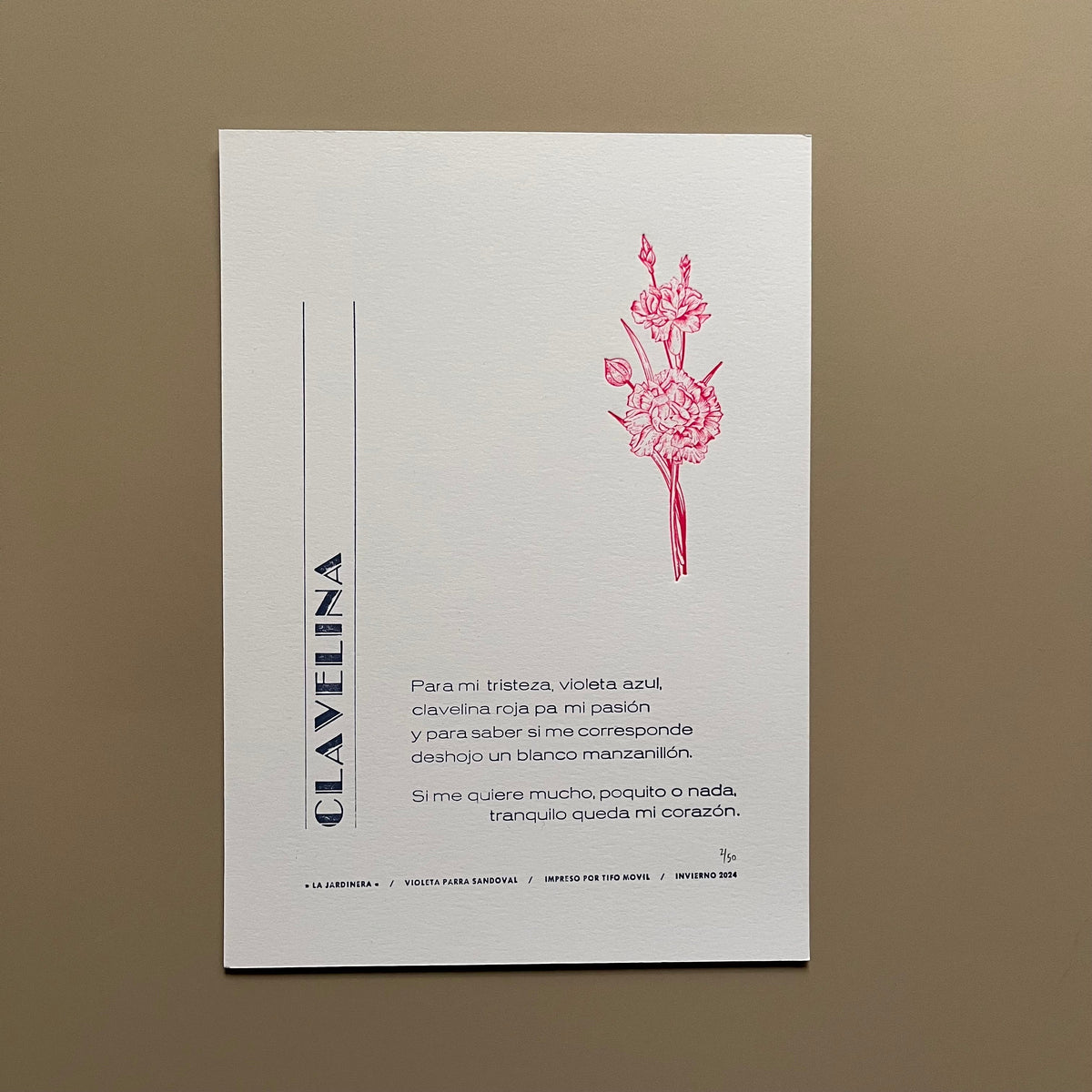 TIPO MOVIL - LAMINA LA JARDINERA - CLAVELINA | DISEÑO