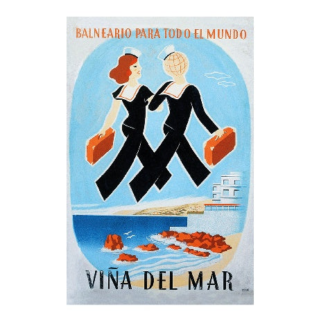 POSTAL NOSTALGIA NACIONAL CARTEL BALNEARIO VIÑA DEL MAR