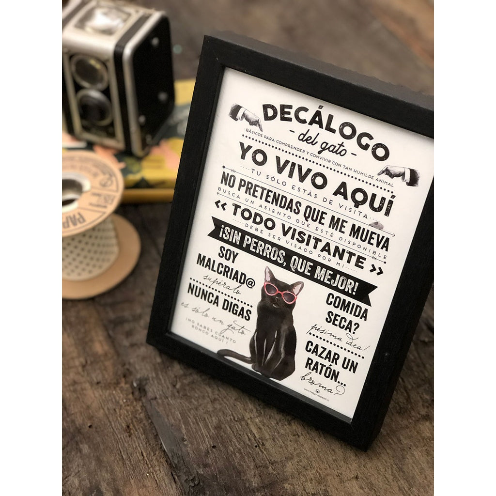 CUADRO DECALOGO DEL GATO (17X22)