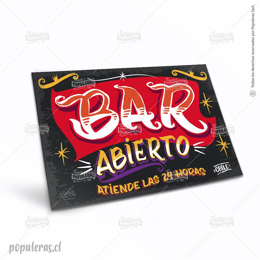 CARTEL GRANDE BAR ABIERTO (35 x 25)