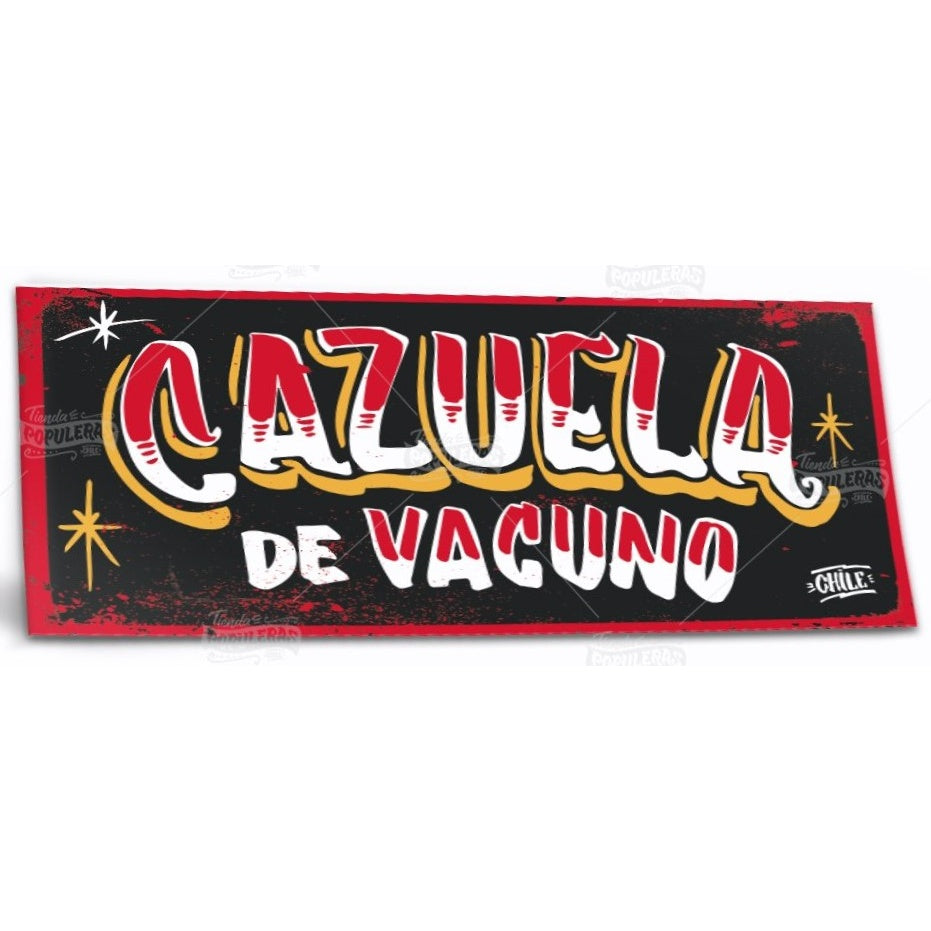 CARTEL CHICO CAZUELA DE VACUNO (35 X 18)