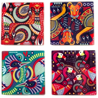 SET POSAVASOS FAUNA GEOMETRICA NOCHE