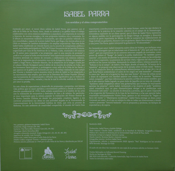 ISABEL PARRA - CANTANDO POR AMOR | VINILO